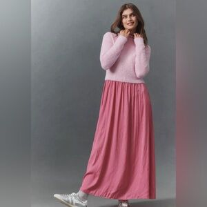 The Thea Long-Sleeve Eyelash Twofer Sweater Dress - Size L